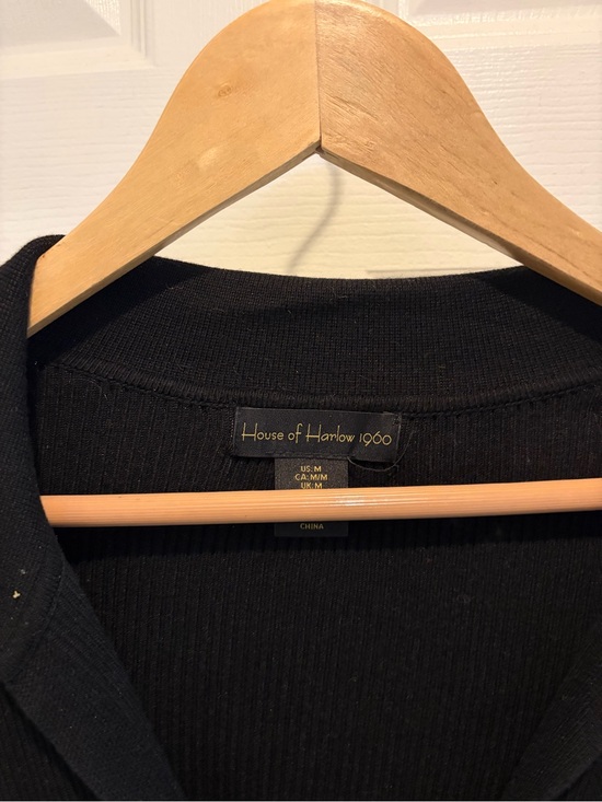 House Of Harlow 1960 Black Ribbed Button Front Sweater Dress, Medium House Of Harlow 1960 Black Ribbed Button Front Sweater Dress, Medium